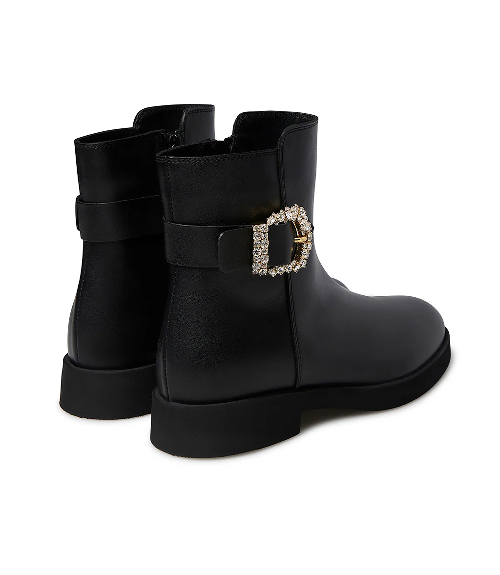 Stivaletto in vitello nero con fibbia gioello - immagine 4