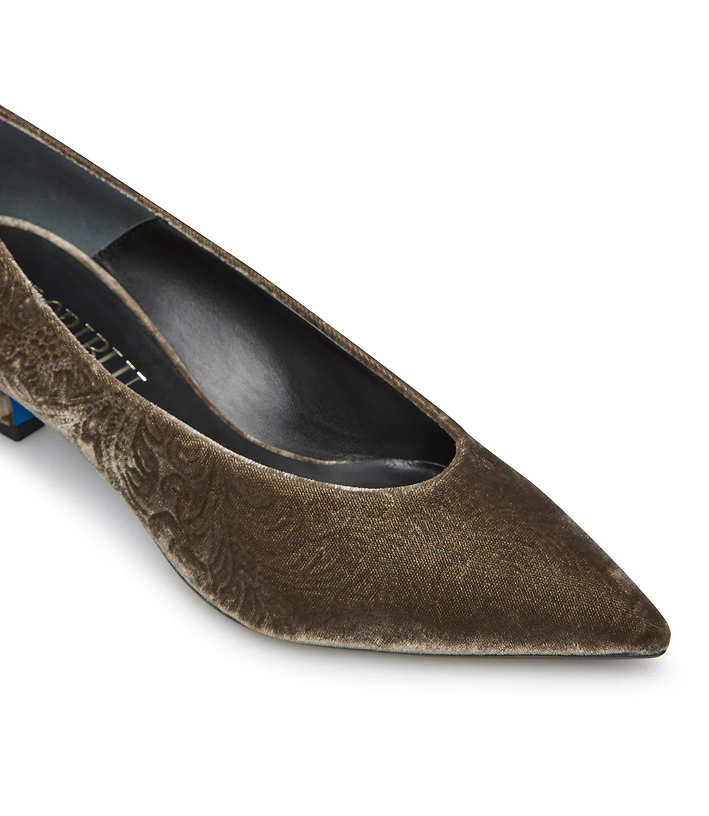 Décolléte in velluto damascato talpa - immagine 5