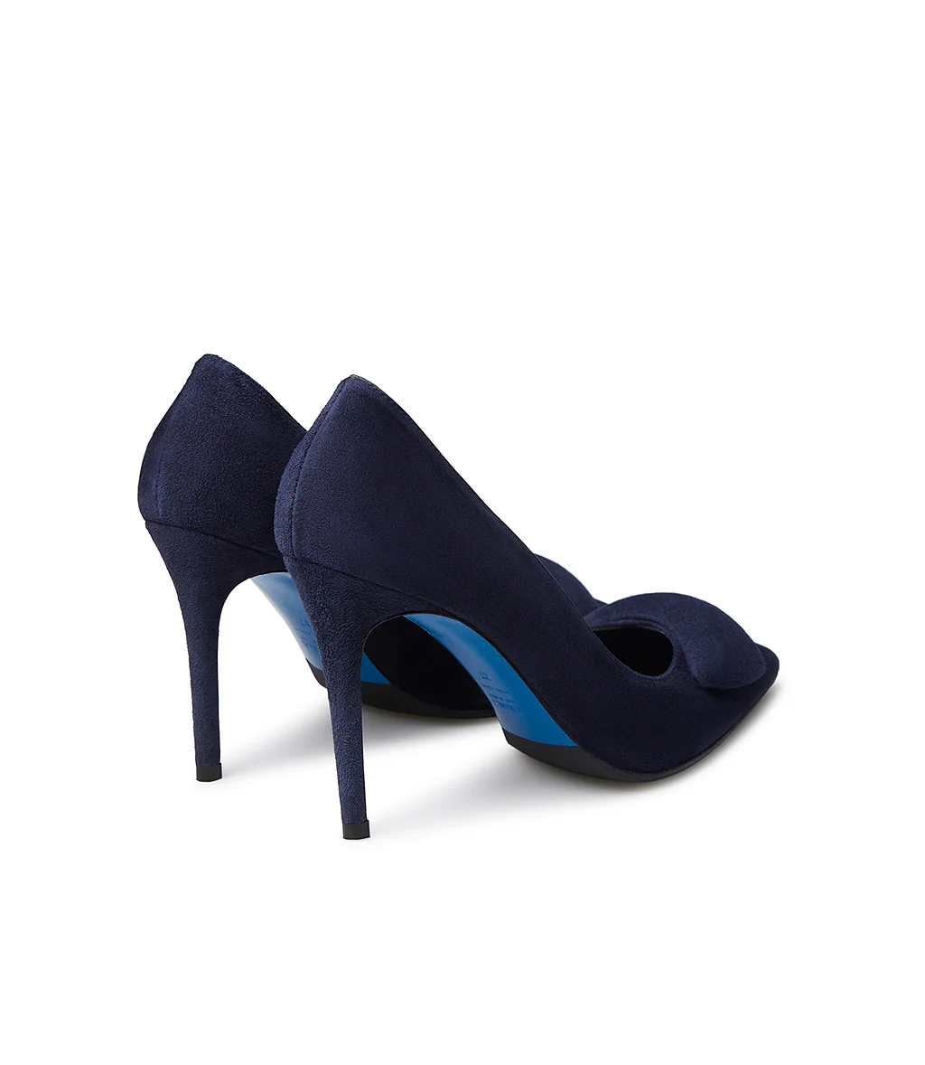 Décolleté in camoscio blu con accessorio - immagine 4