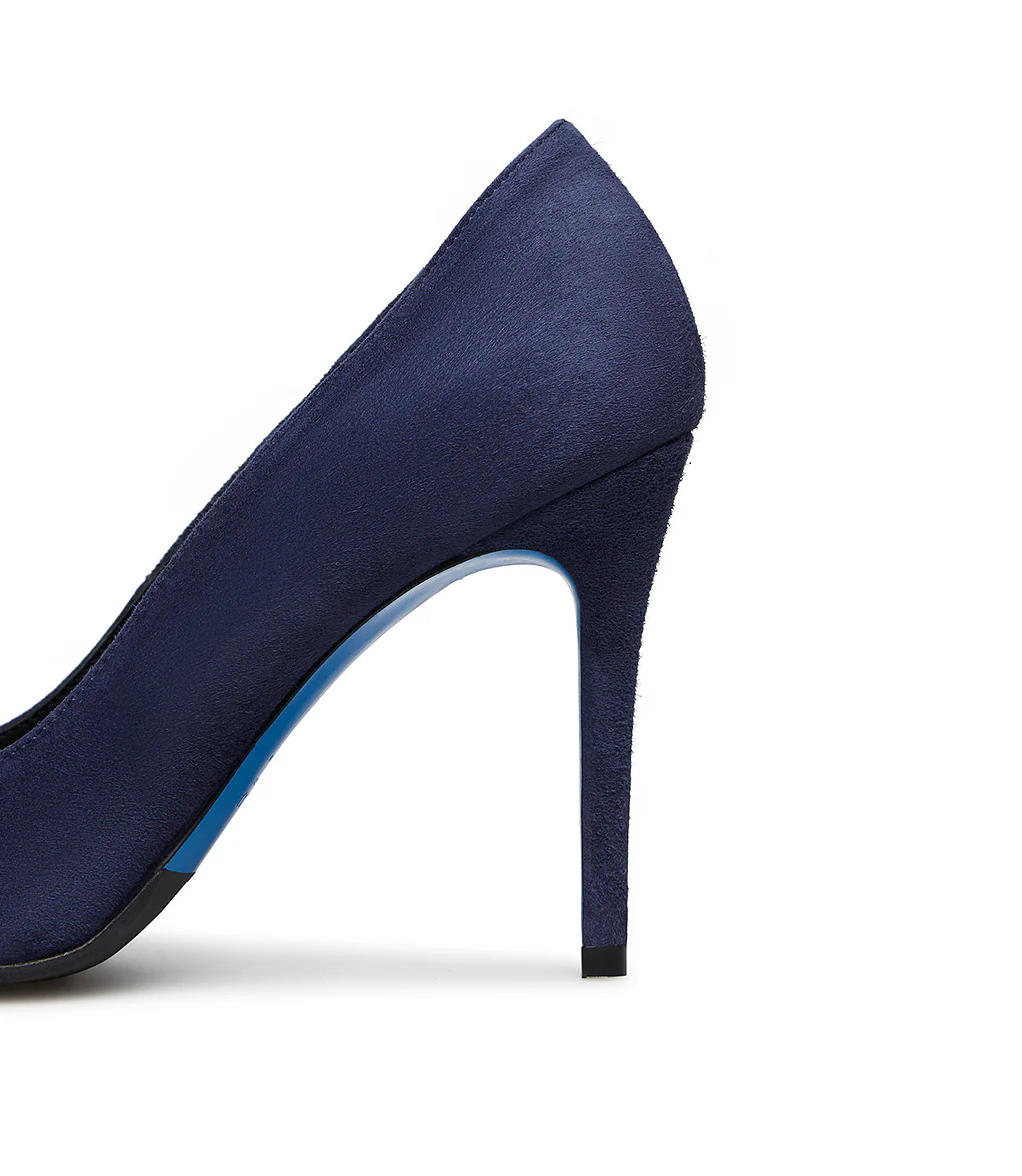 Décolleté in camoscio blu con accessorio - immagine 5