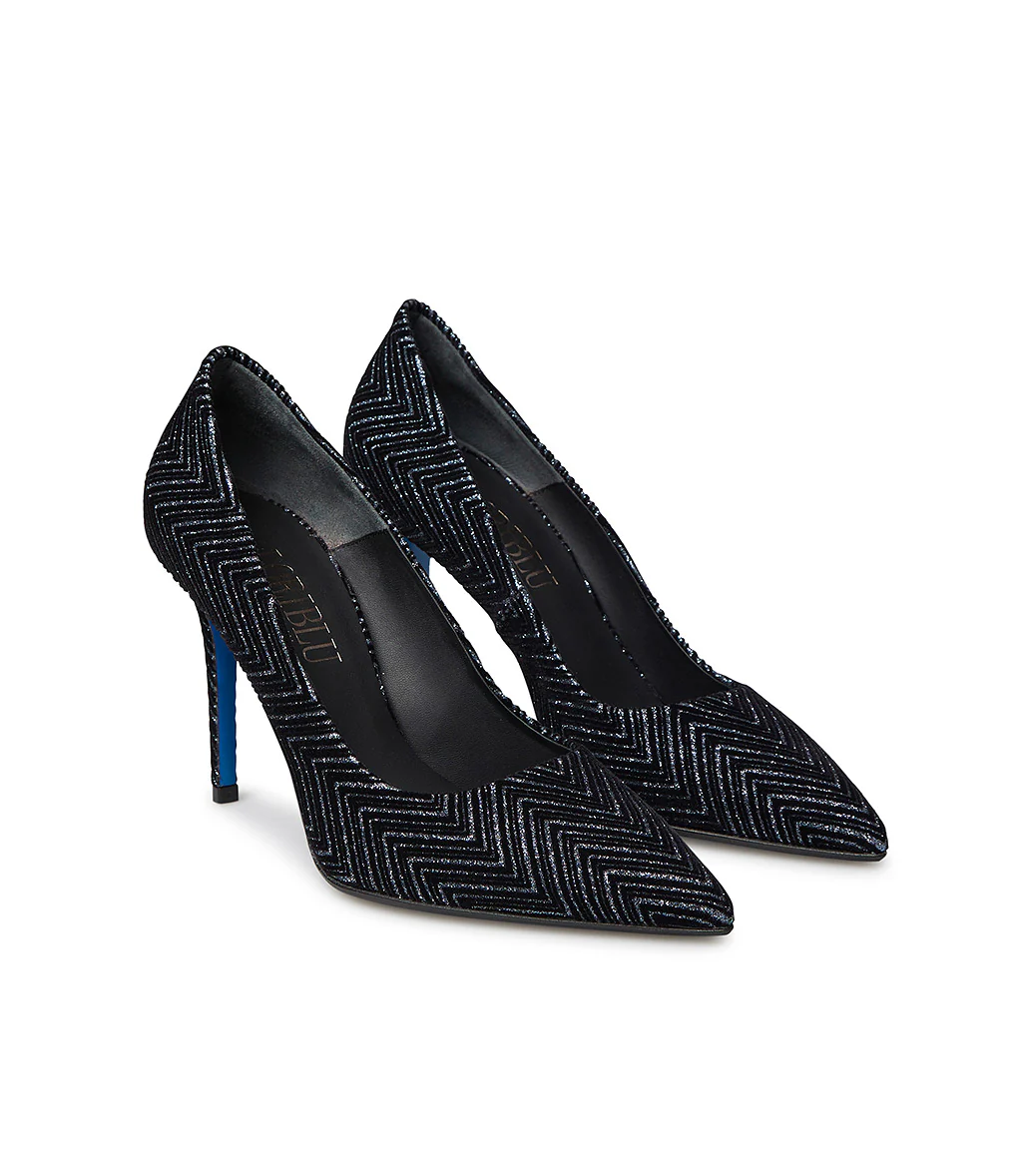 Décolleté in velluto nero texture a rilievo - immagine 3