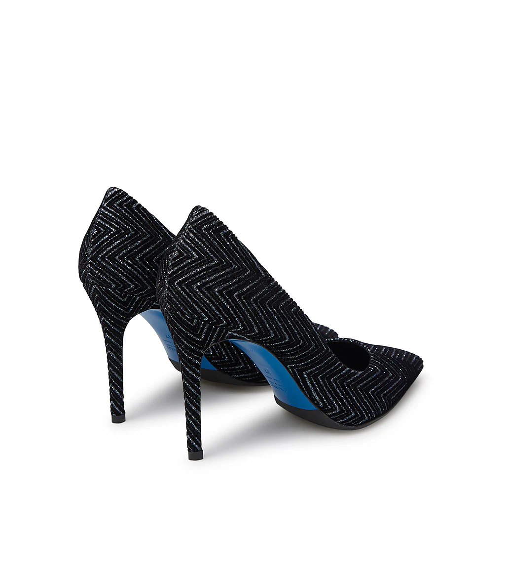 Décolleté in velluto nero texture a rilievo - immagine 4