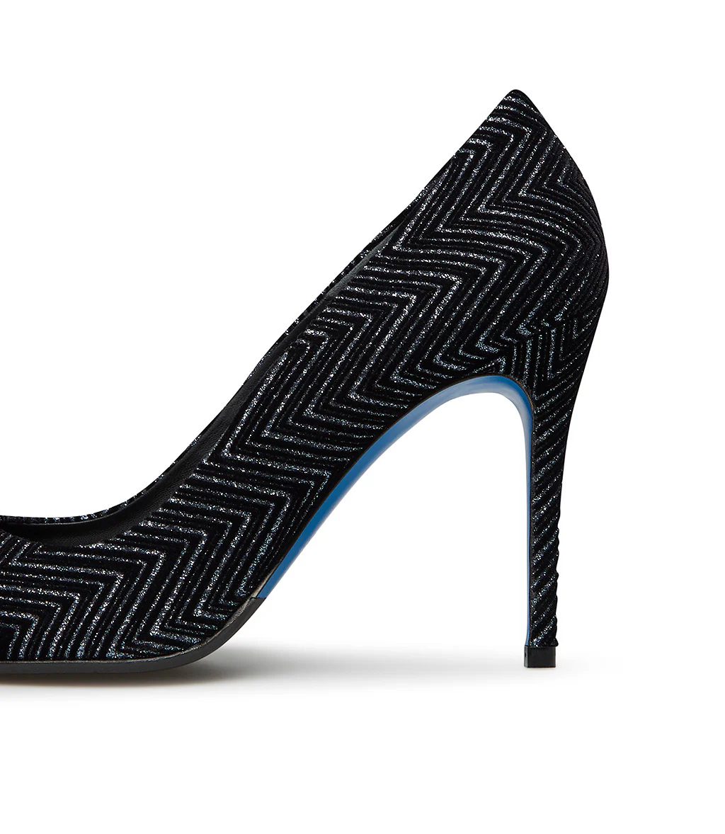 Décolleté in velluto nero texture a rilievo - immagine 5