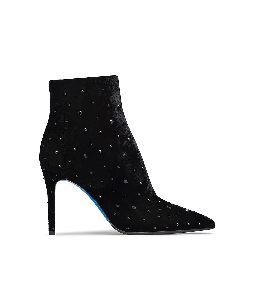Stivaletto in velluto nero con cristalli - immagine 2