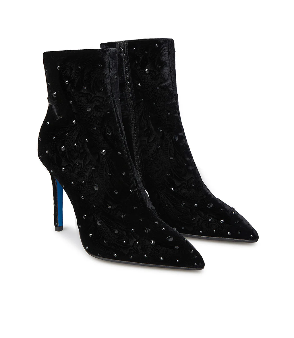 Stivaletto in velluto nero con cristalli - immagine 3
