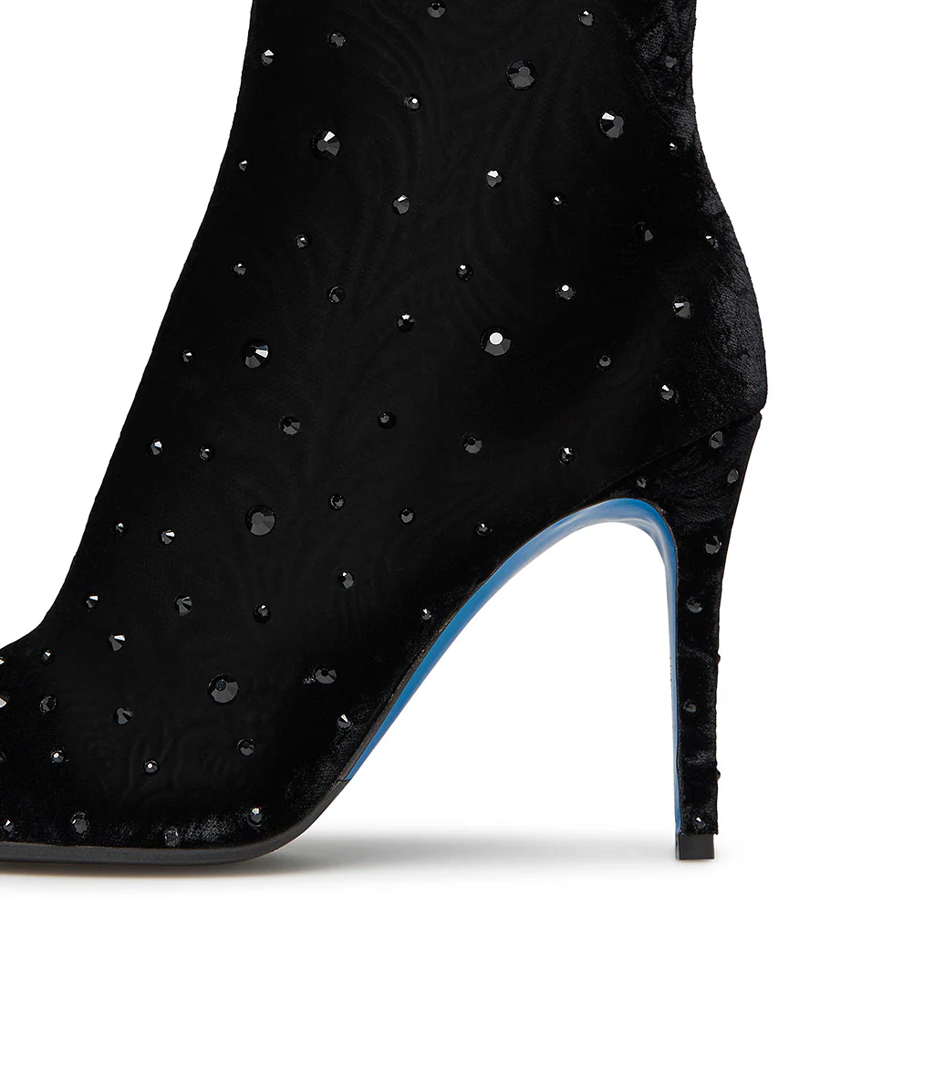 Stivaletto in velluto nero con cristalli - immagine 5