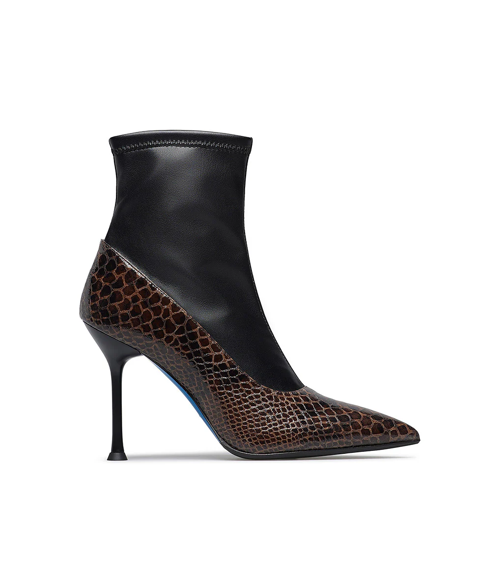 Stivaletto in materiale sintetico moro e stretch nero - immagine 2