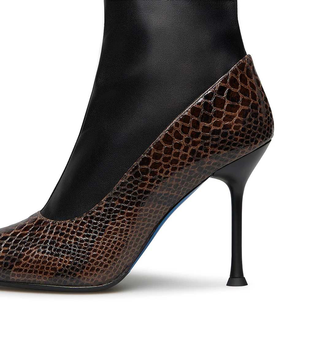 Stivaletto in materiale sintetico moro e stretch nero - immagine 5