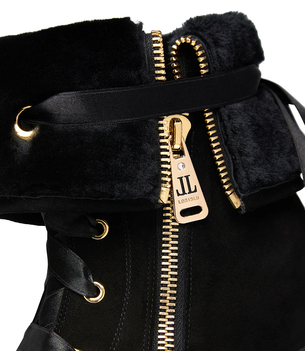 Sneaker in camoscio nero con zeppa interna - immagine 5