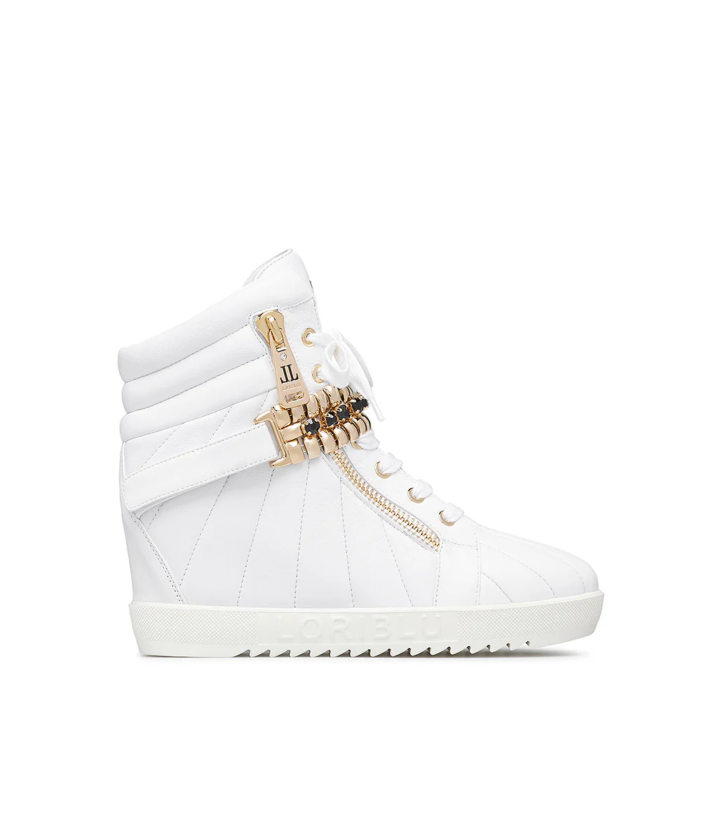 Sneaker in vitello bianco con zeppa interna - immagine 2