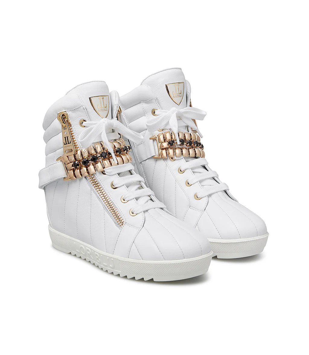 Sneaker in vitello bianco con zeppa interna - immagine 3