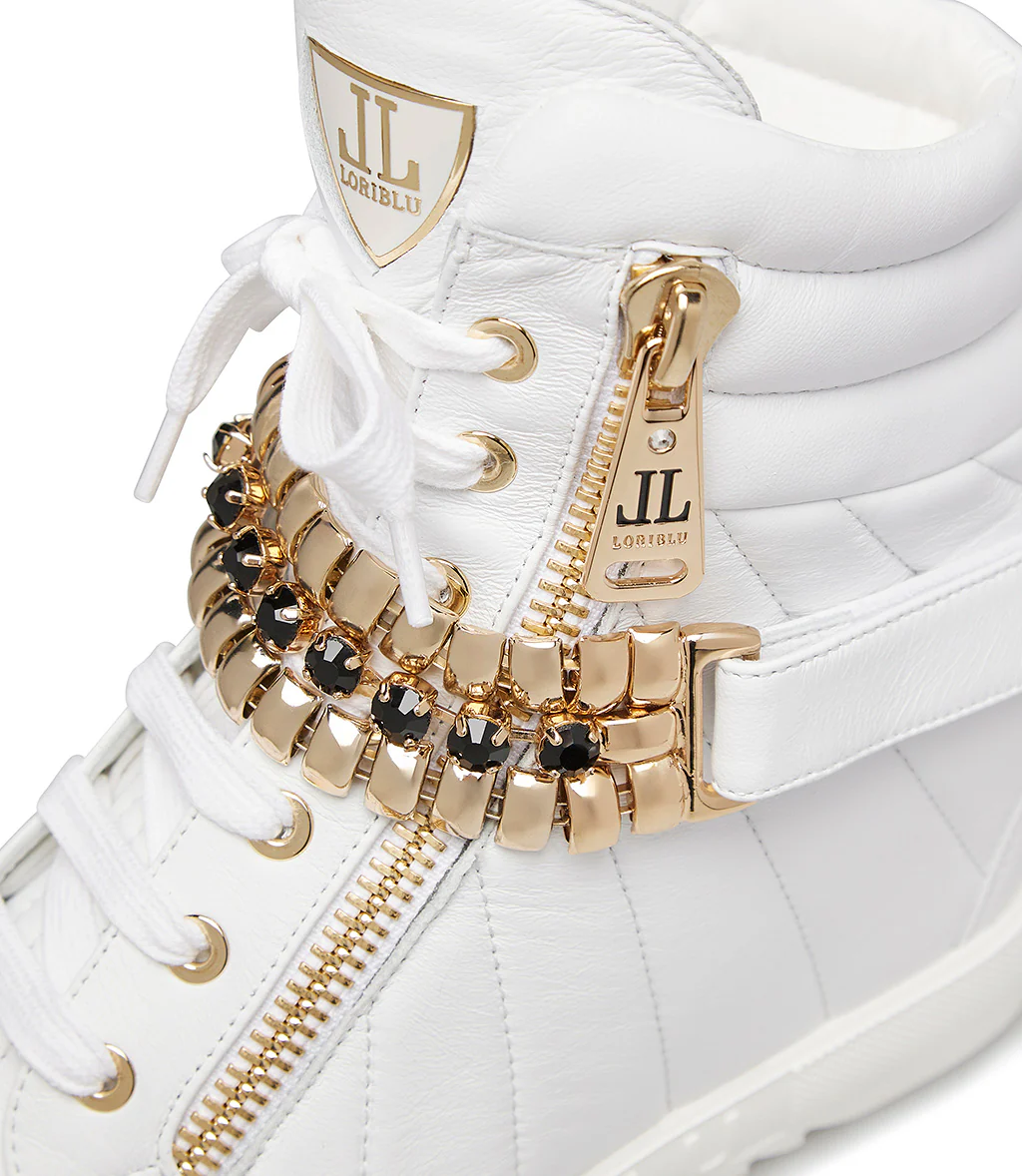 Sneaker in vitello bianco con zeppa interna - immagine 5