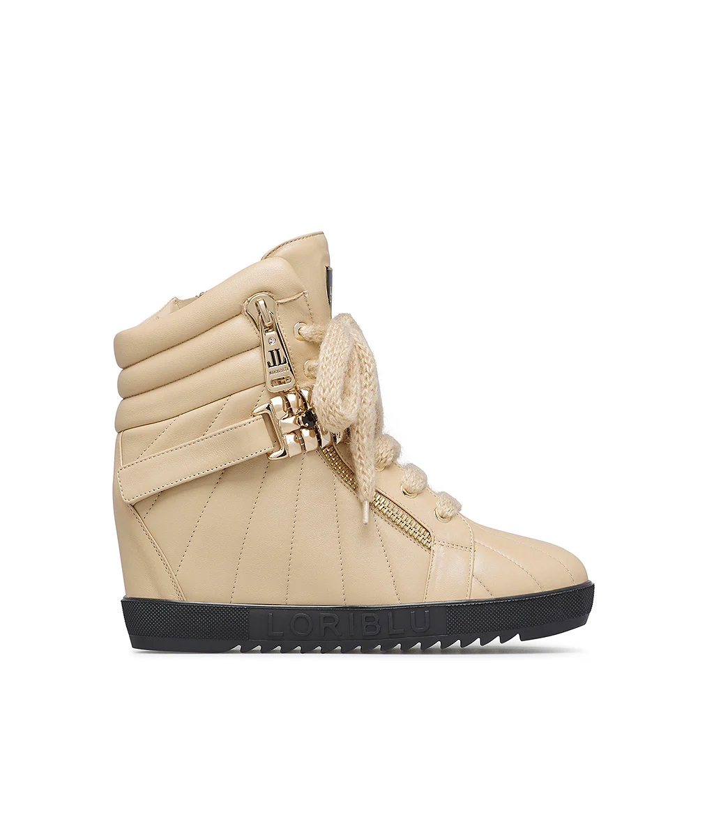 Sneaker in vitello bianco con zeppa interna - immagine 2