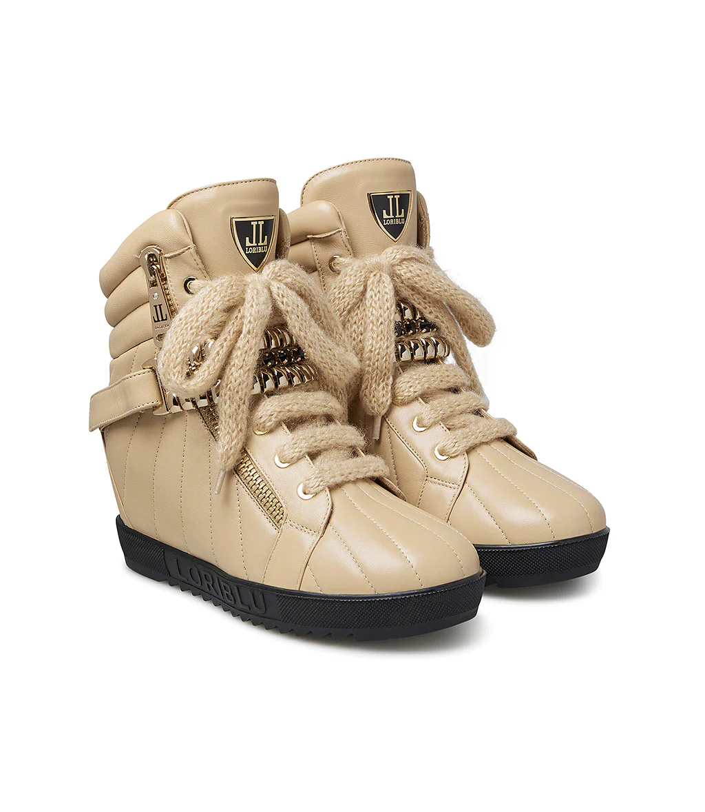 Sneaker in vitello bianco con zeppa interna - immagine 3