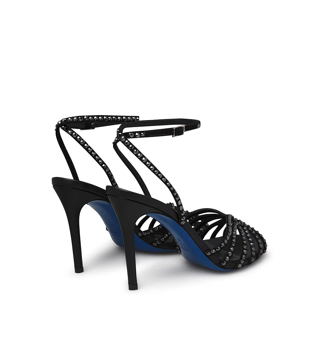 Sandalo in camoscio nero con strass - immagine 4