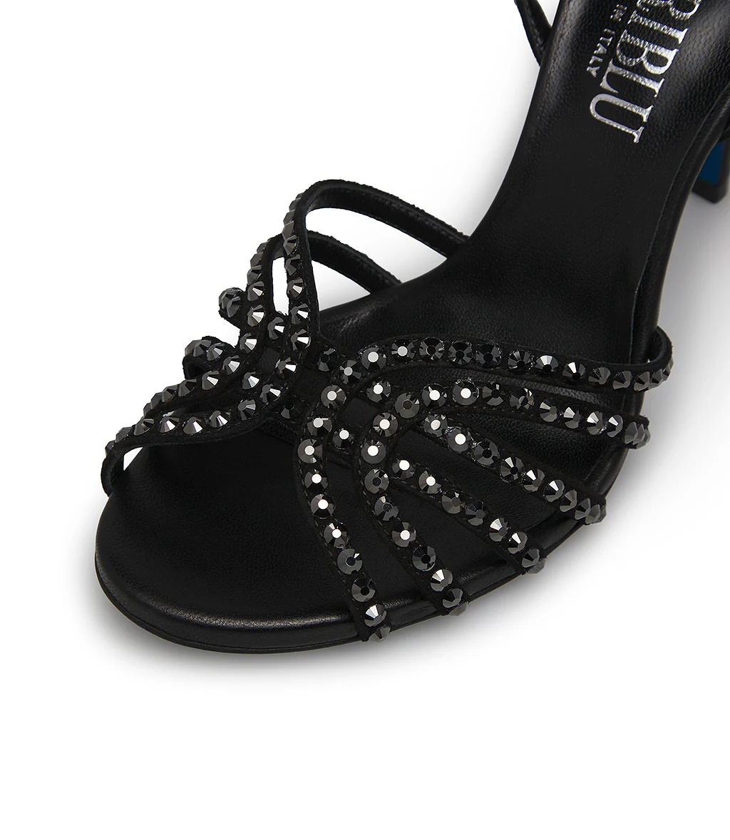 Sandalo in camoscio nero con strass - immagine 5
