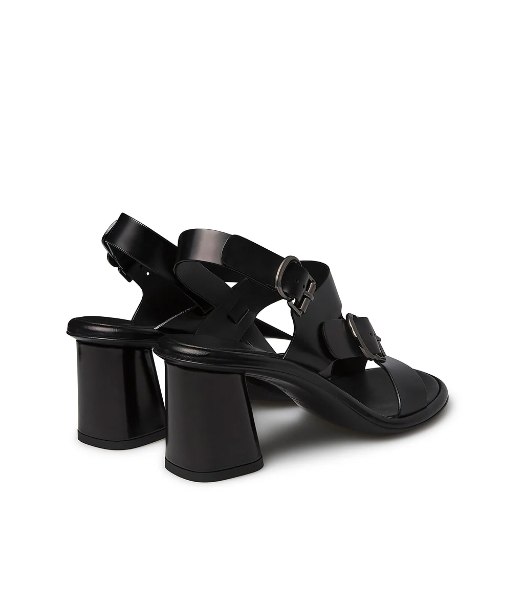 Sandalo in vitello nero con cinturini - immagine 4