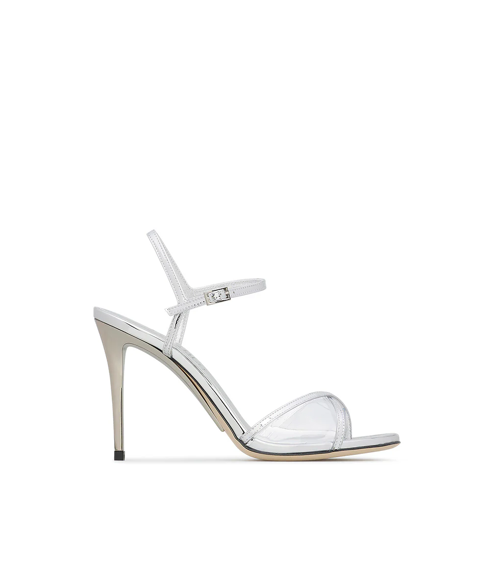 Sandalo in nappa specchio argento e plexi - immagine 2