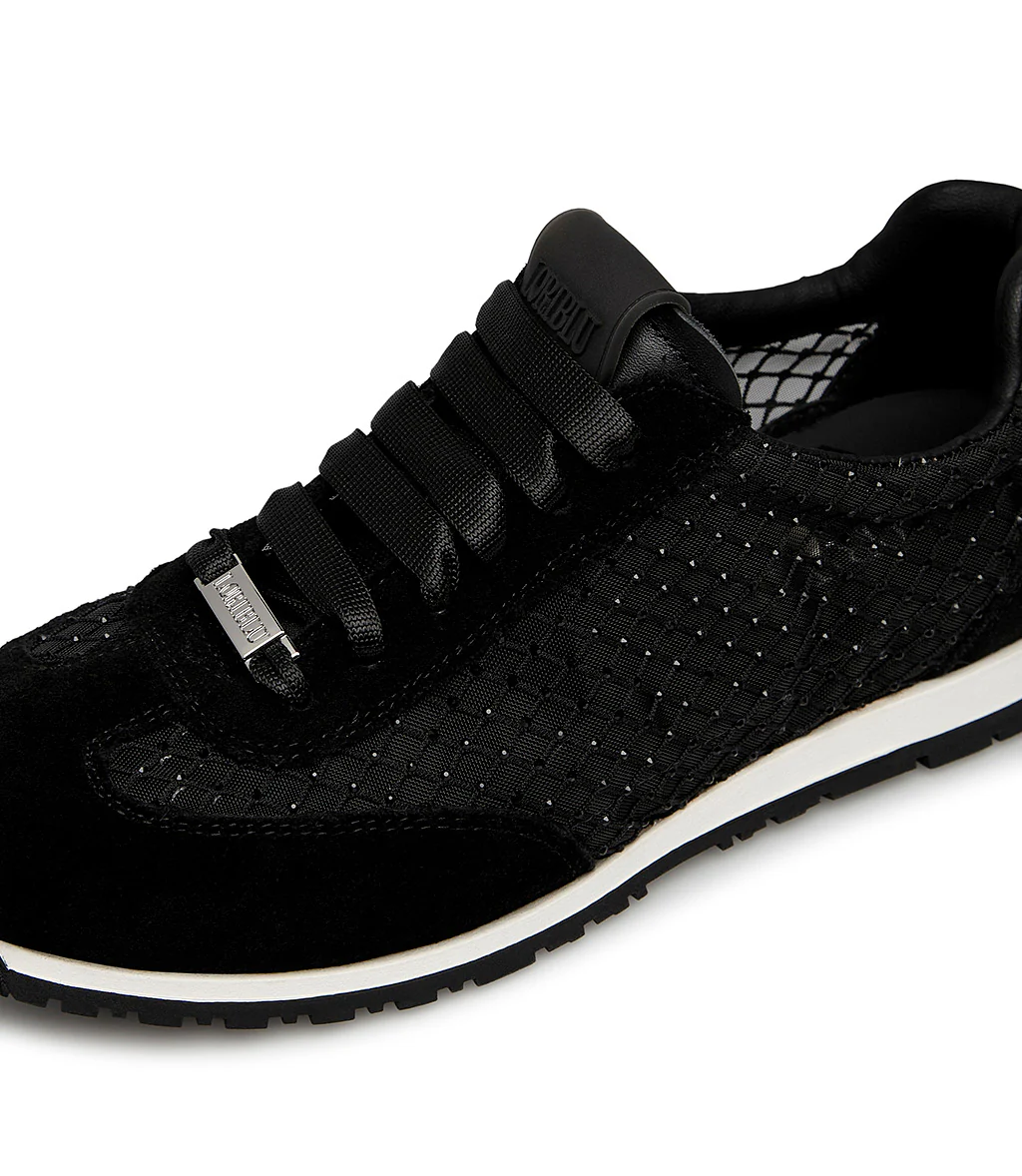 Sneaker in camoscio nero con cristalli - immagine 5