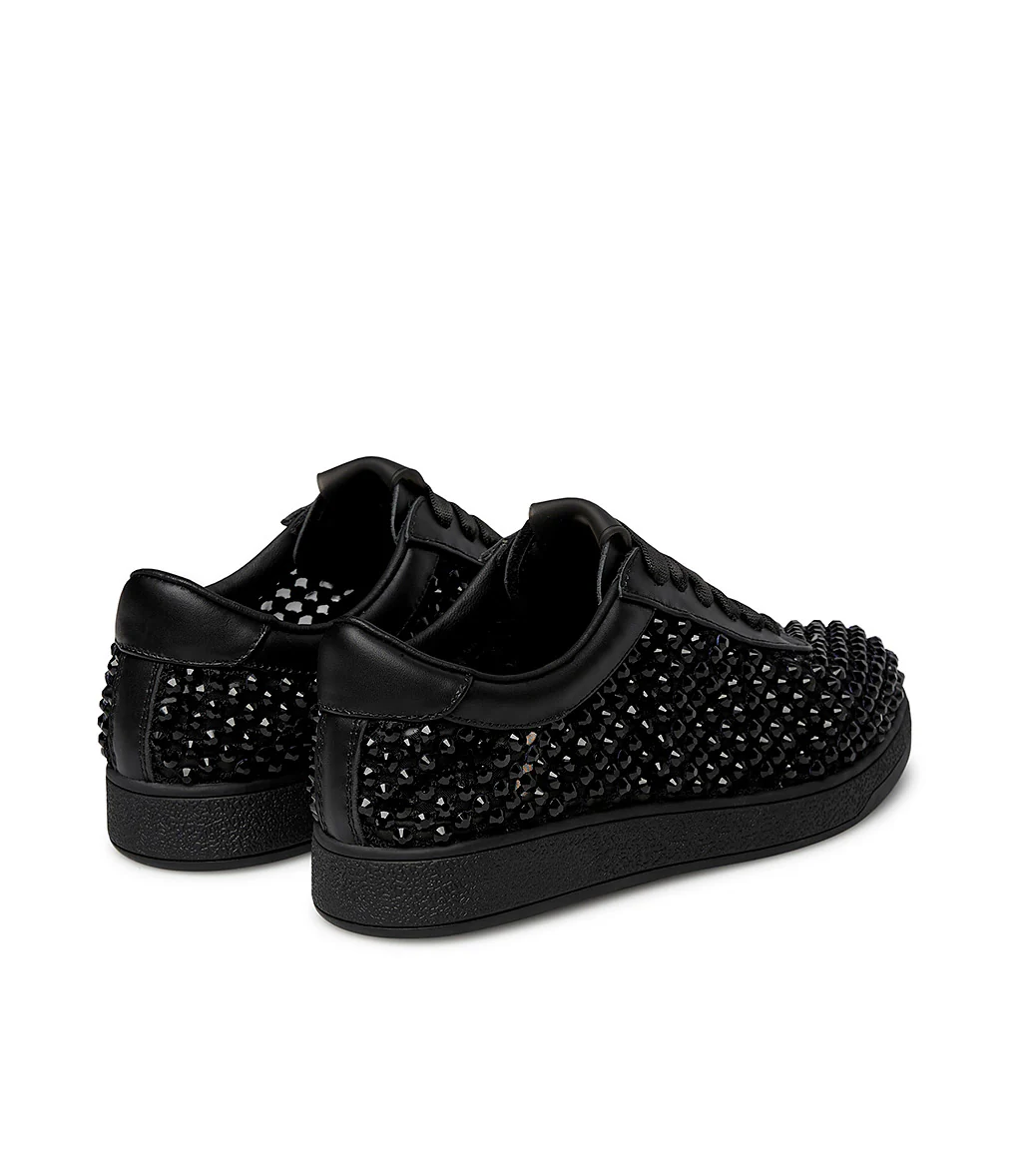 Sneaker in nappa laminato nero con cristalli - immagine 4