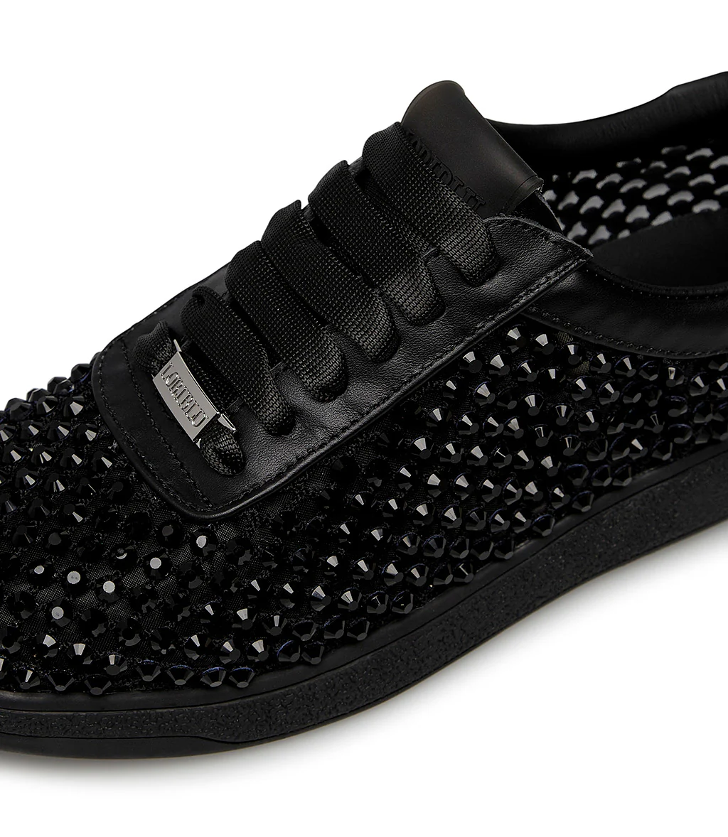 Sneaker in nappa laminato nero con cristalli - immagine 5