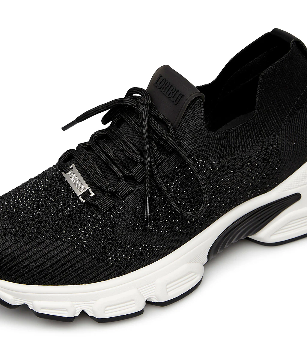 Sneaker in tessuto nero con cristalli - immagine 5