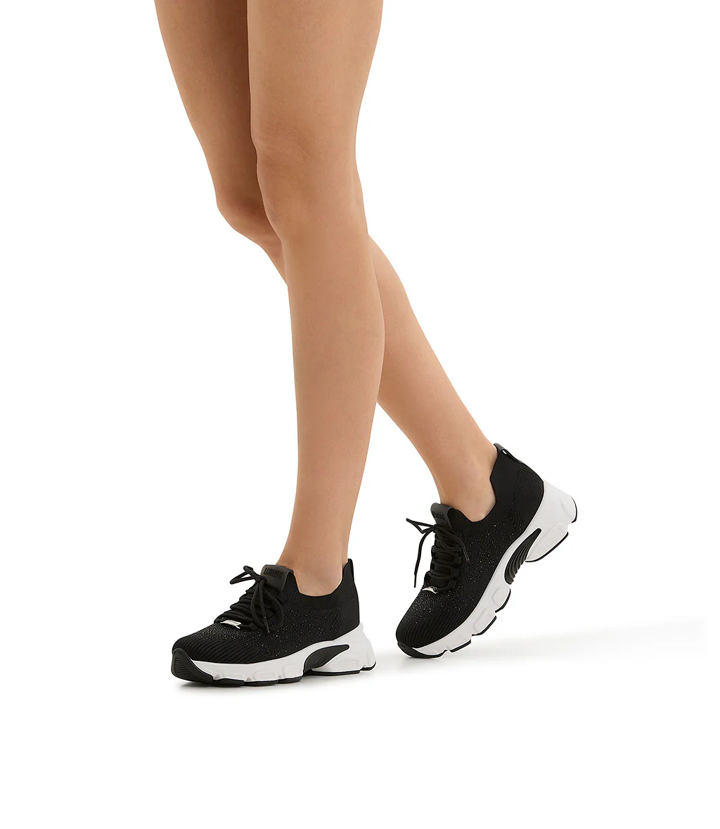 Sneaker in tessuto nero con cristalli - immagine 6