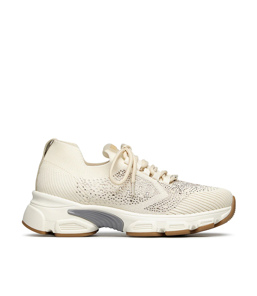 Sneaker in tessuto bianco con cristalli - immagine 2