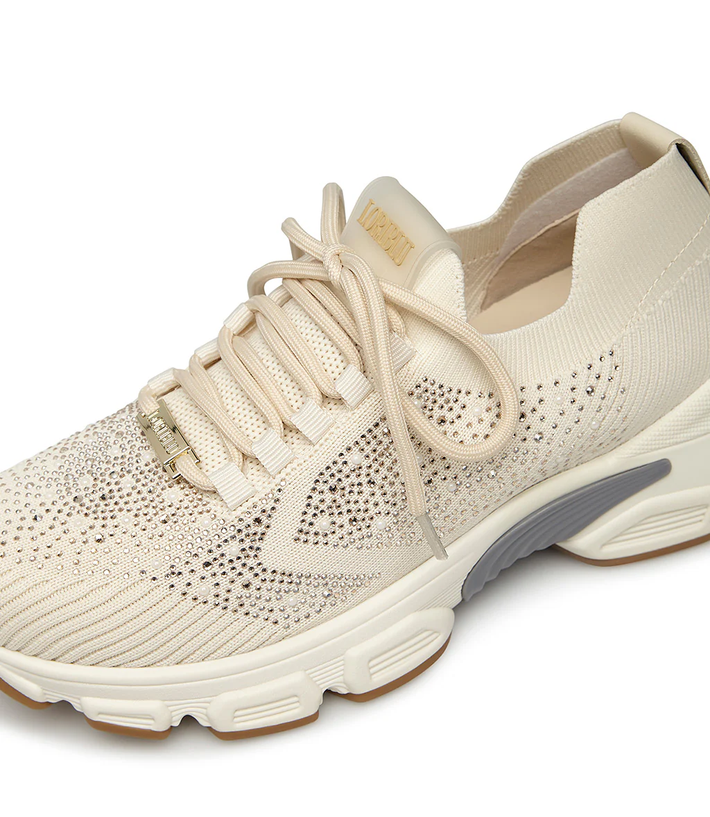 Sneaker in tessuto bianco con cristalli - immagine 5