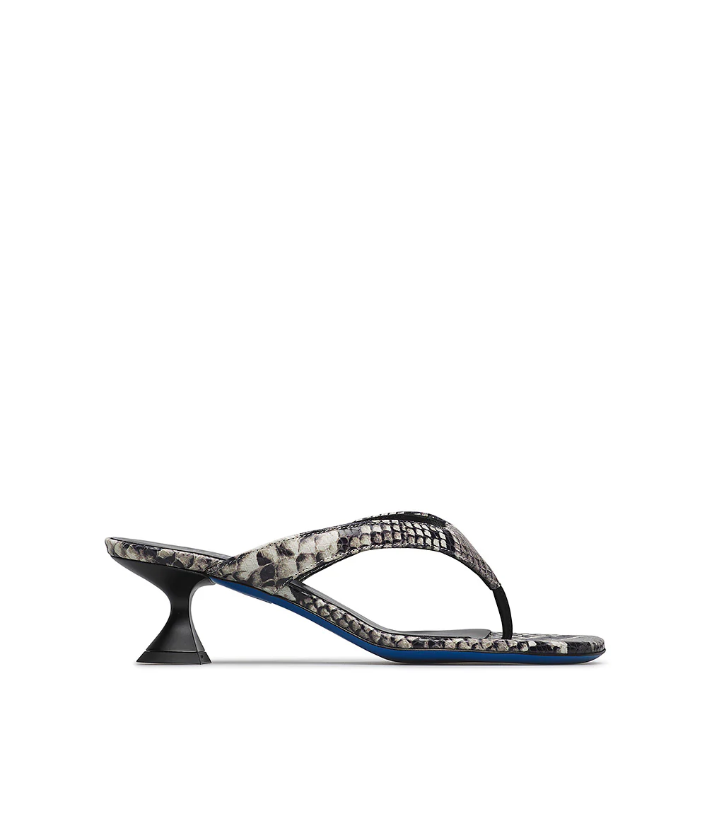 Sandalo infradito in nappa stampa snake - immagine 2