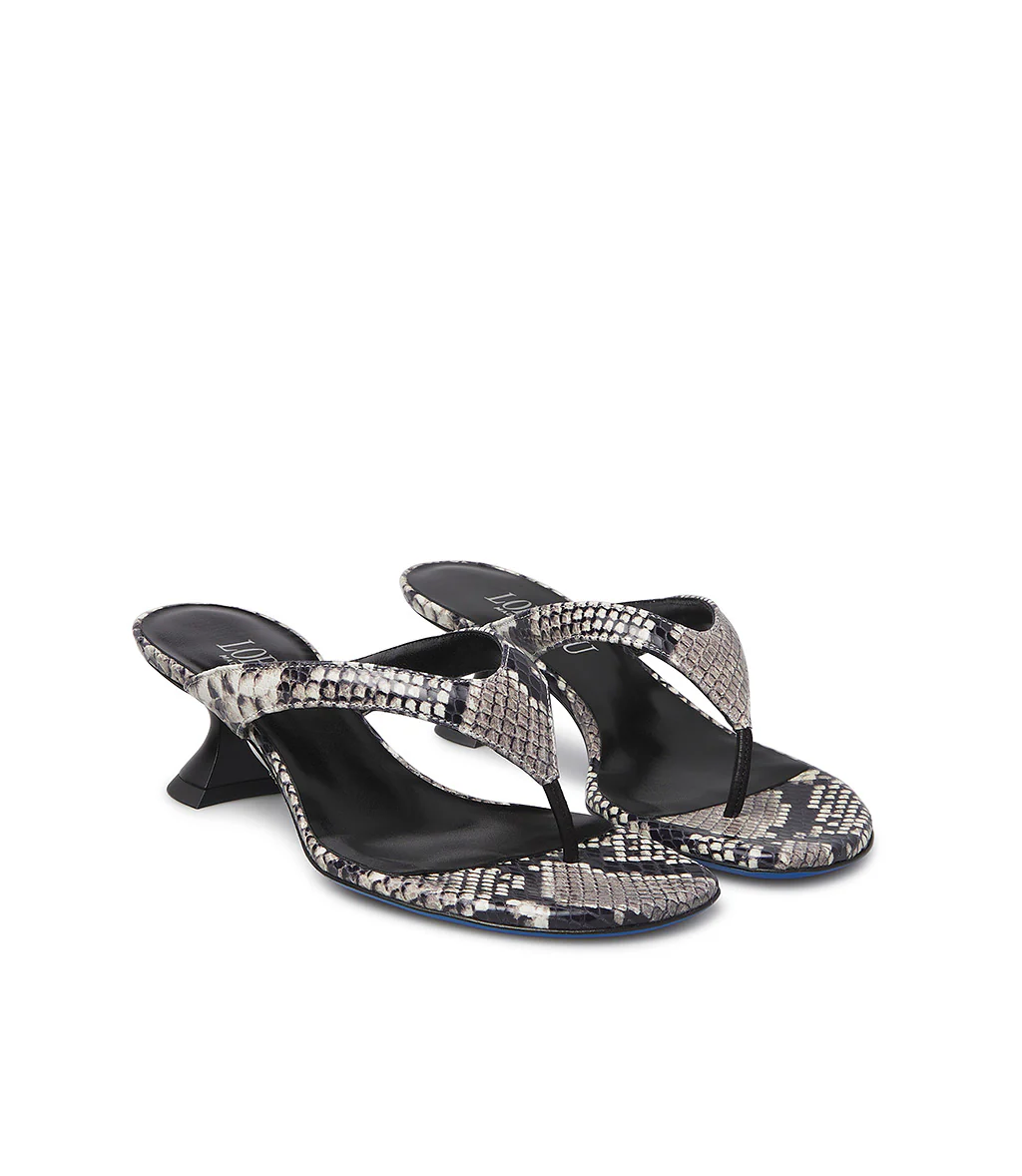 Sandalo infradito in nappa stampa snake - immagine 3