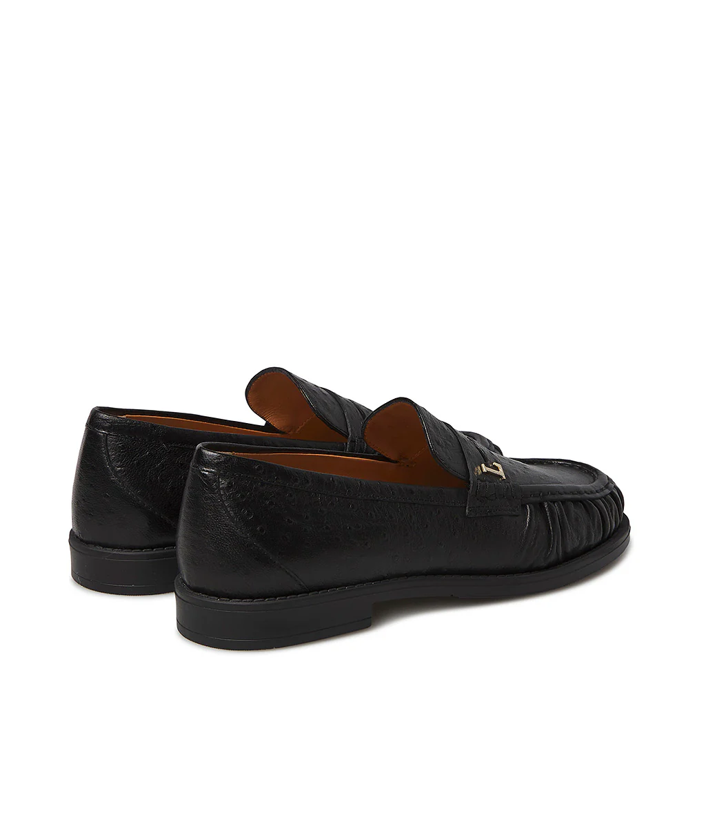 Mocassino in pelle stampa struzzo nero - immagine 4