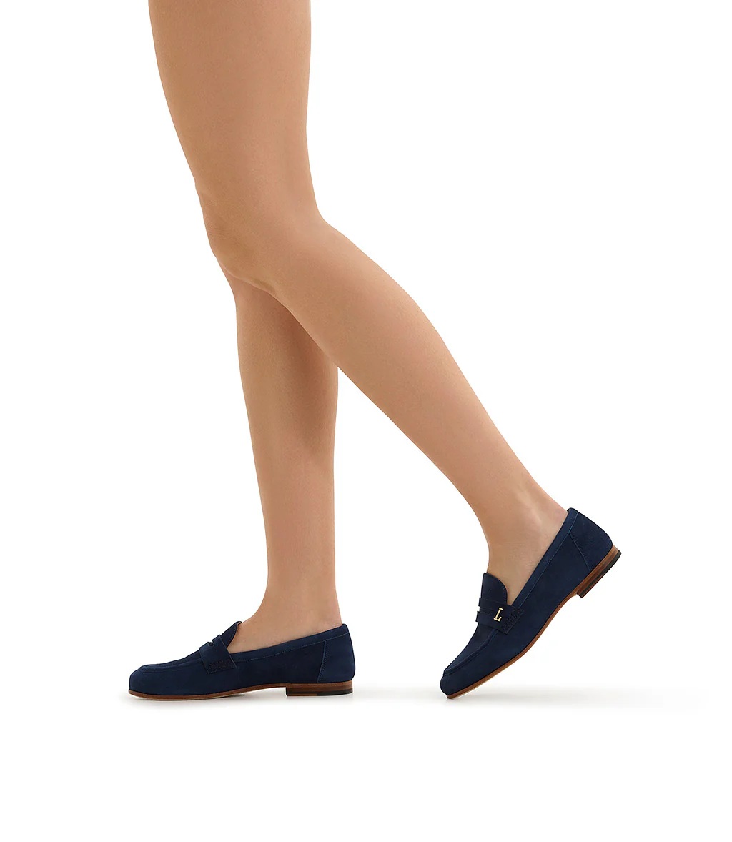 Mocassino in camoscio blu - immagine 6