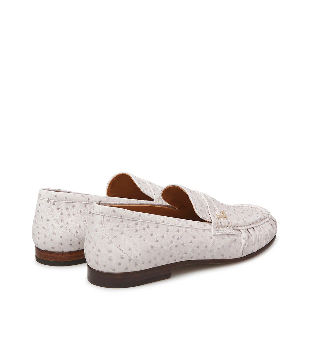 Mocassino in pelle stampa struzzo bianco - immagine 4
