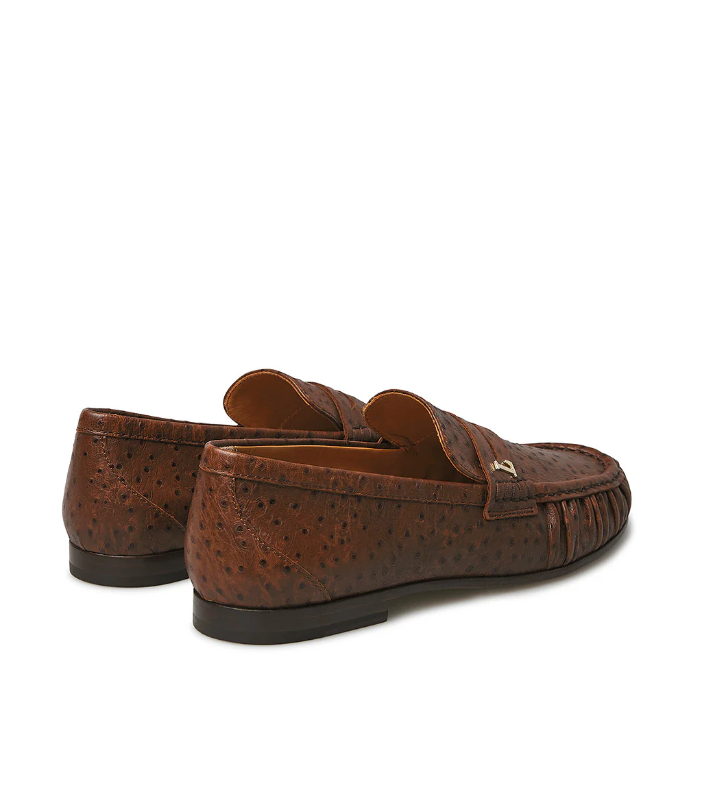 Mocassino in pelle stampa struzzo cuoio - immagine 4