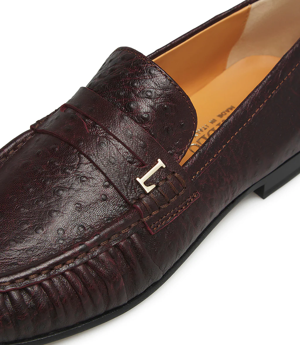 Mocassino in pelle stampa struzzo moro - immagine 5