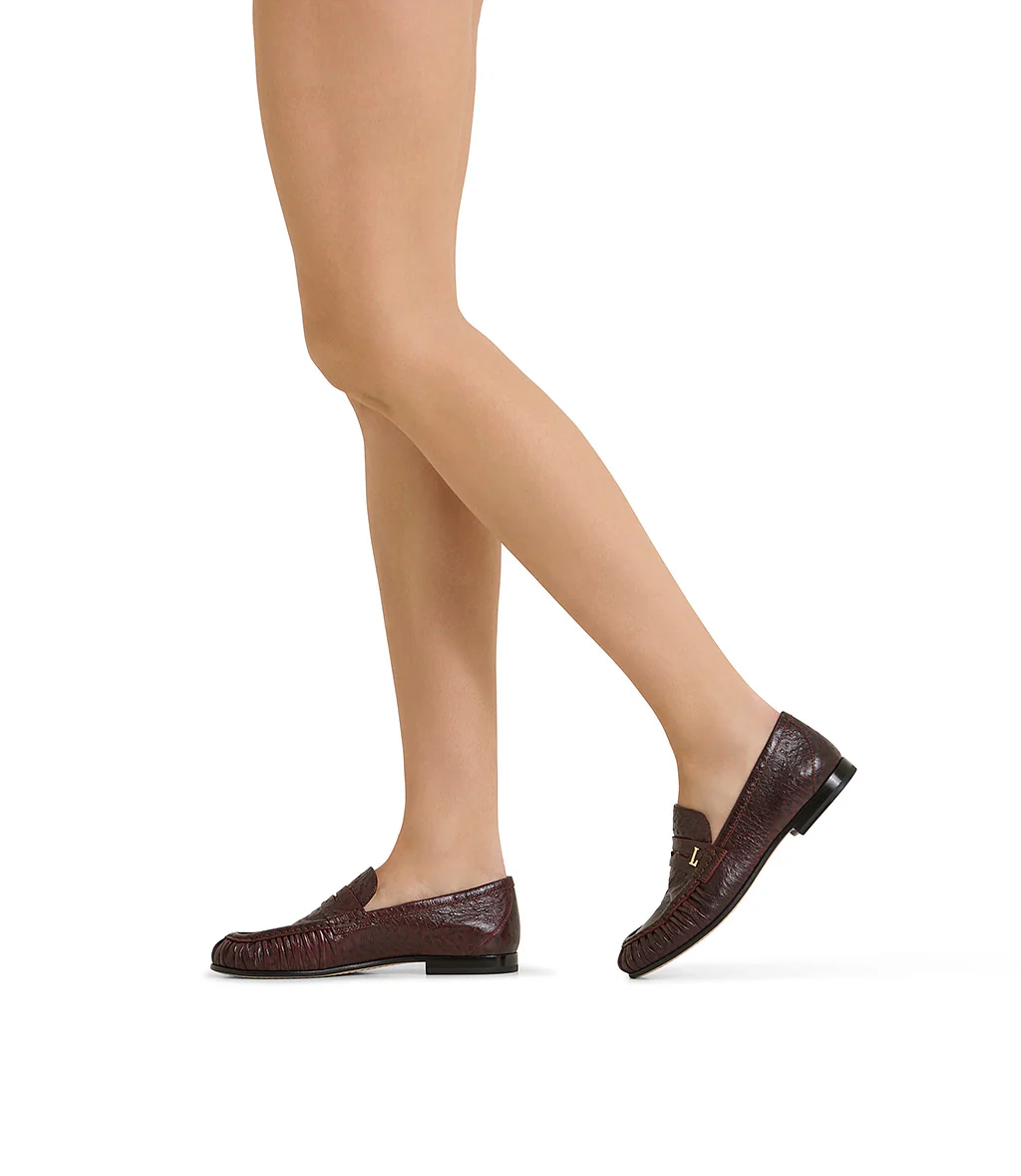 Mocassino in pelle stampa struzzo moro - immagine 6