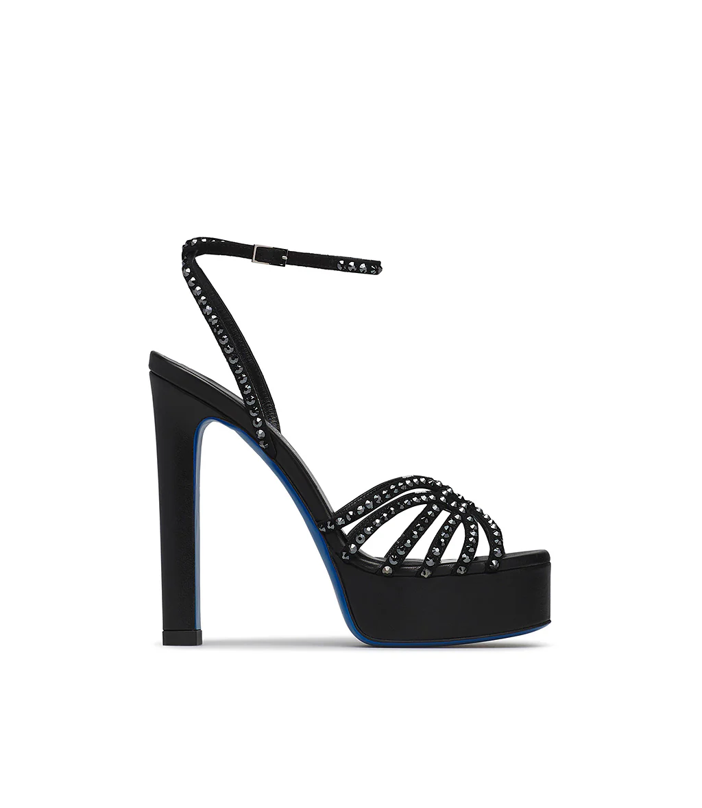 Sandalo gioiello platform in nappa nera - immagine 2