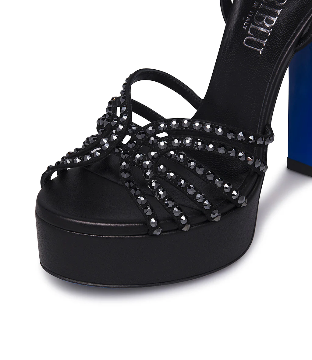 Sandalo gioiello platform in nappa nera - immagine 5
