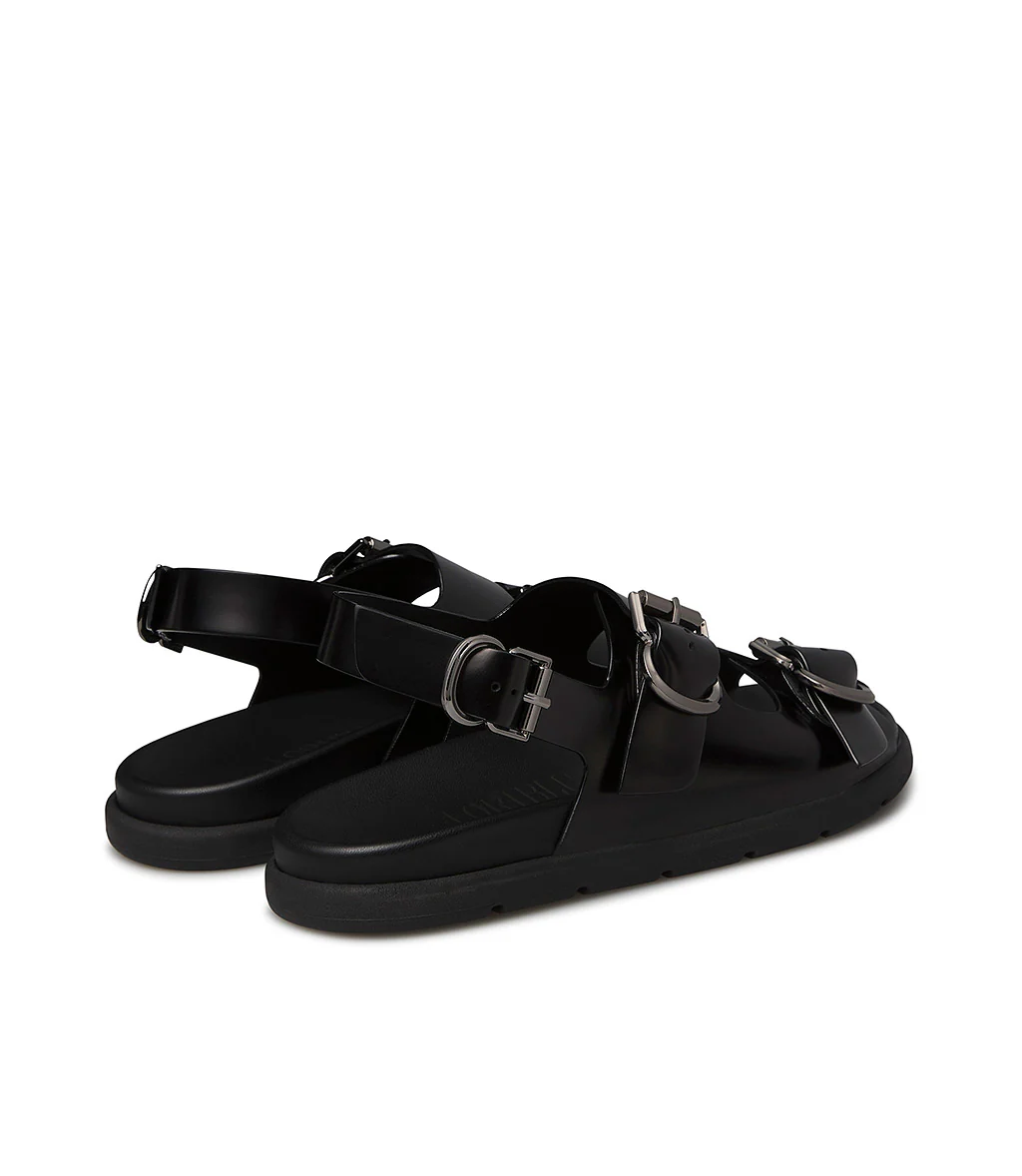 Sandalo flat in vitello spazzolato nero - immagine 4