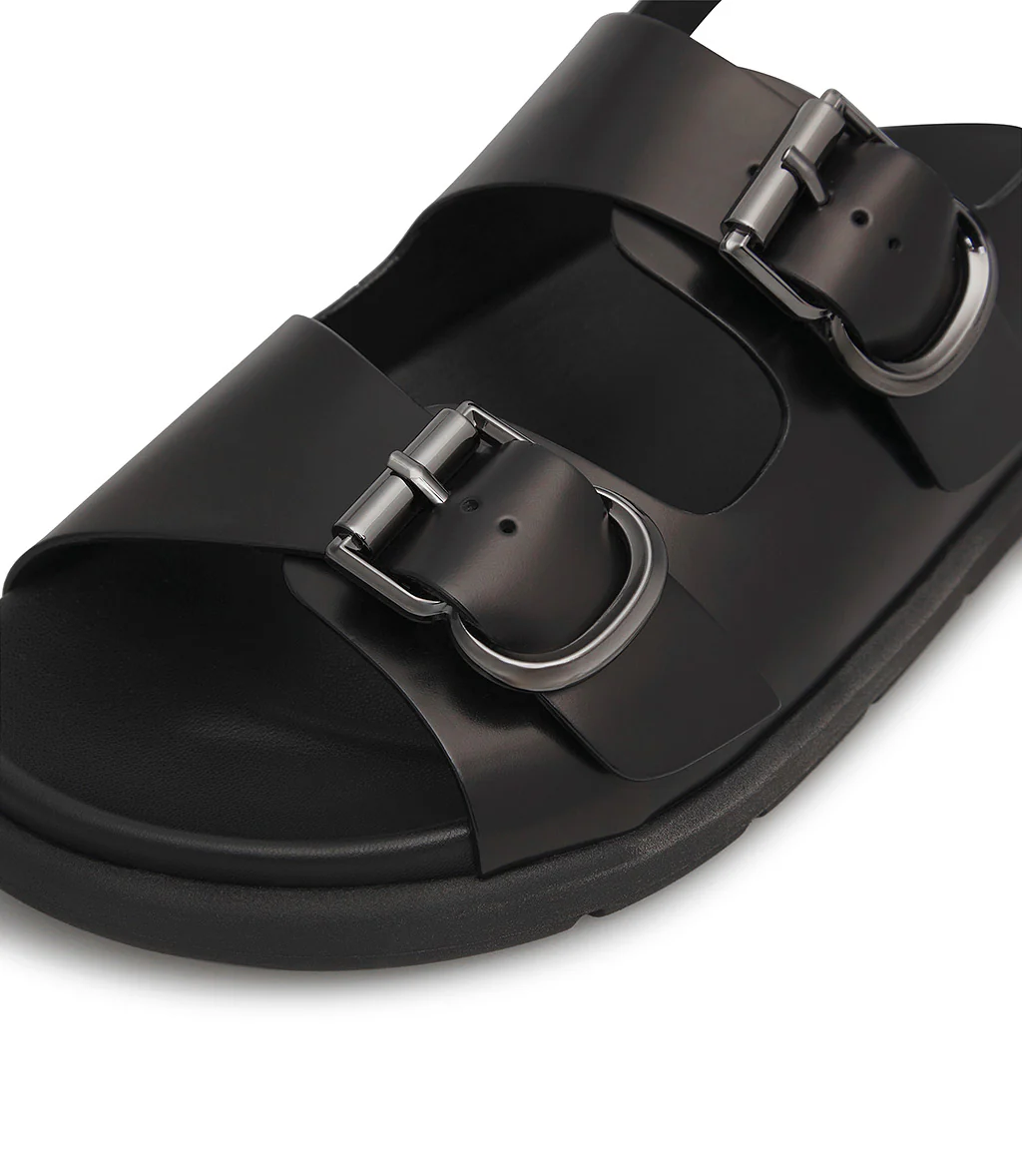 Sandalo flat in vitello spazzolato nero - immagine 5