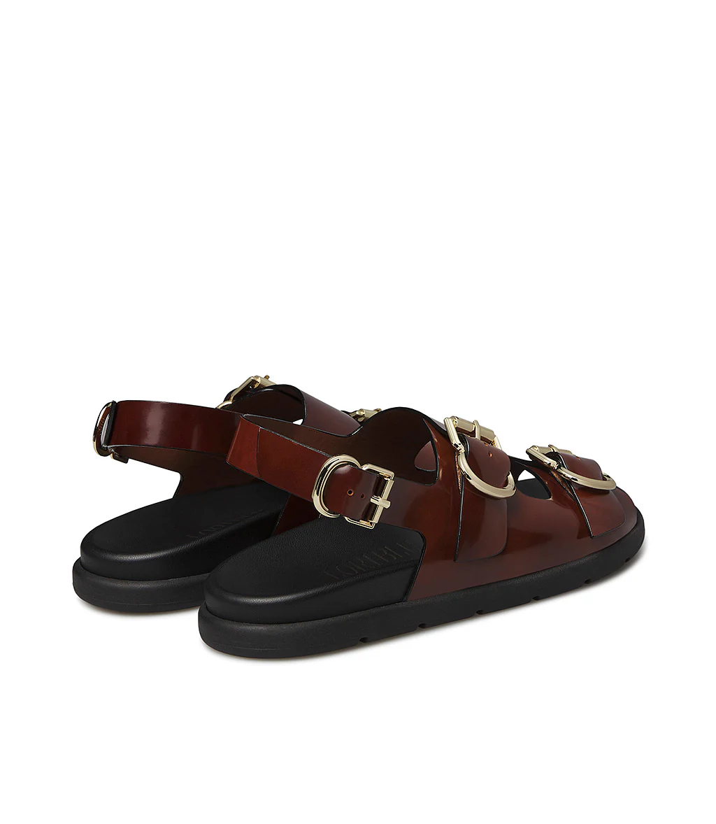 Sandalo flat in vitello spazzolato cuoio - immagine 4