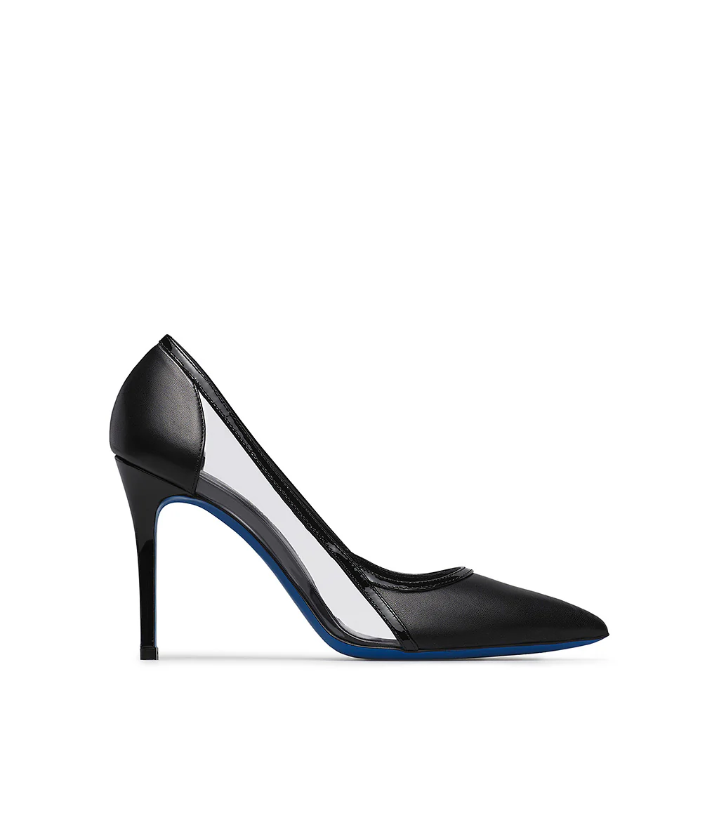 Décolleté in nappa nero con inserti in plexi - immagine 2