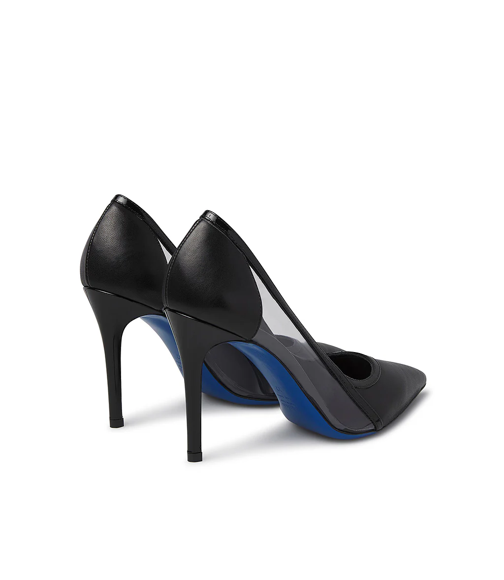 Décolleté in nappa nero con inserti in plexi - immagine 4