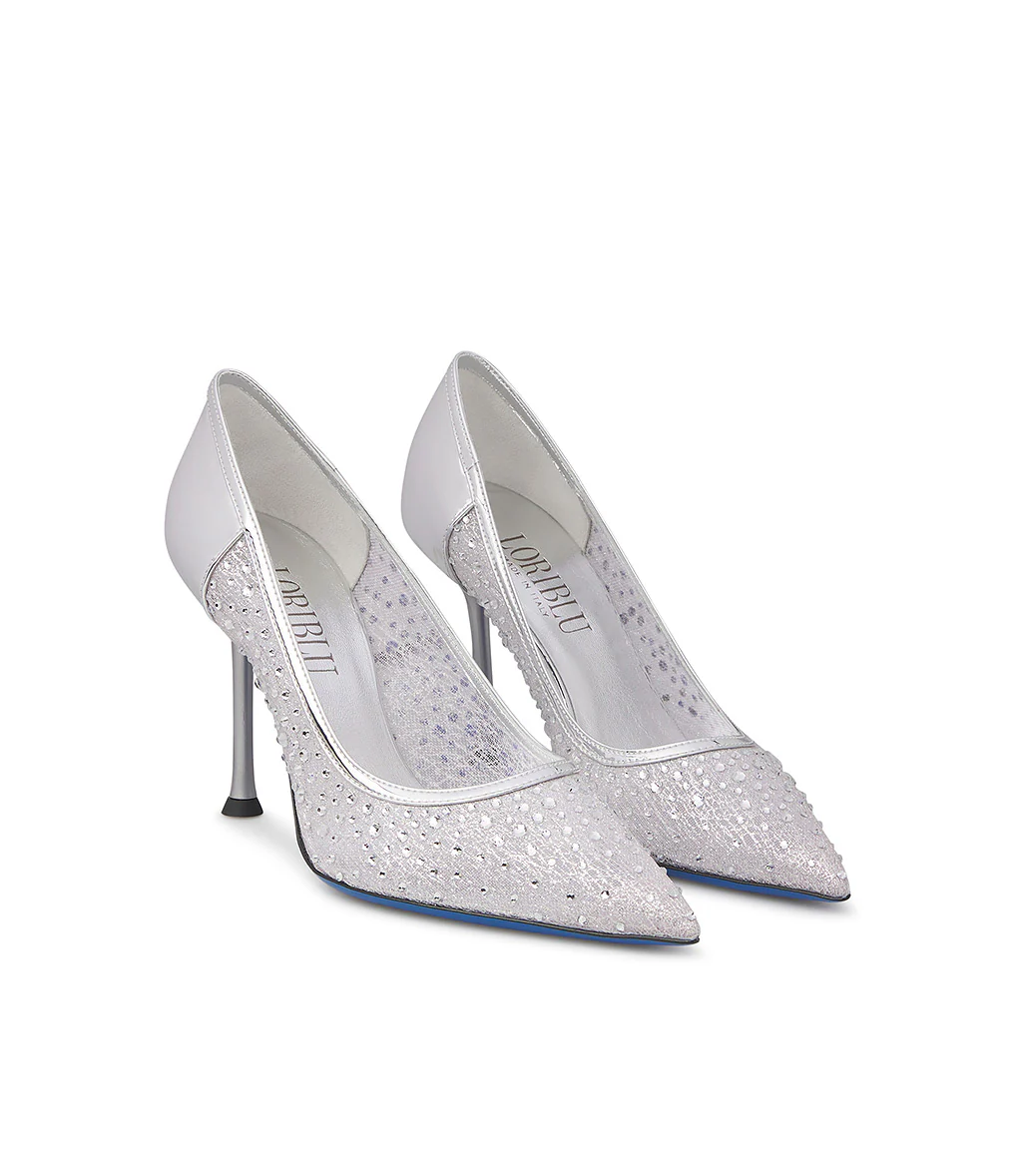 Décolleté gioiello in tricot e vernice argento - immagine 3