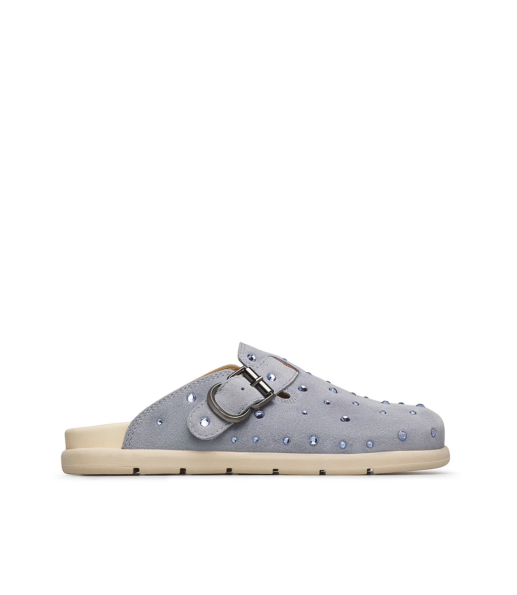 Sabot in pelle scamosciata blu avio - immagine 2