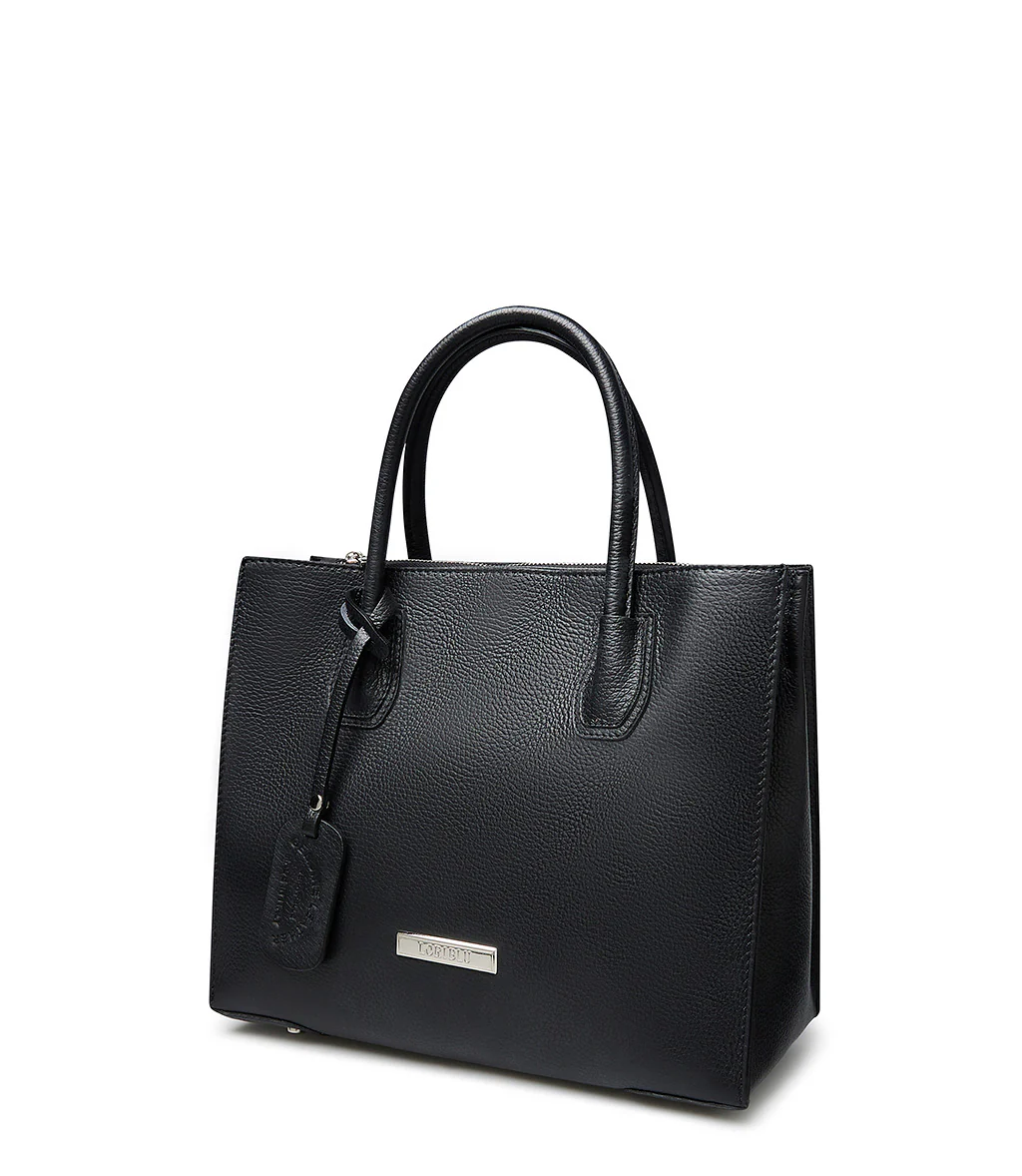 Borsa a mano in pelle nera - immagine 4