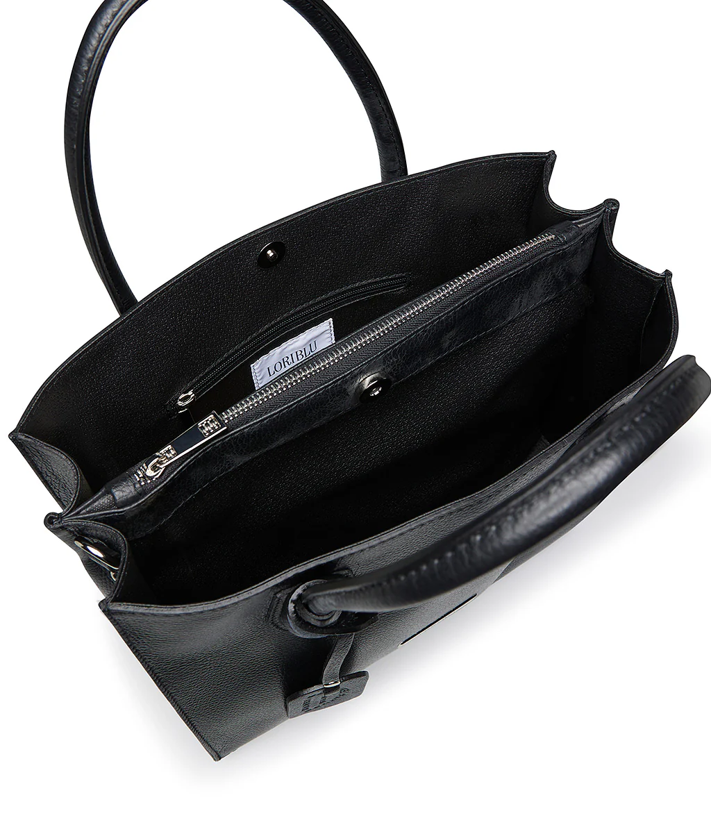 Borsa a mano in pelle nera - immagine 5