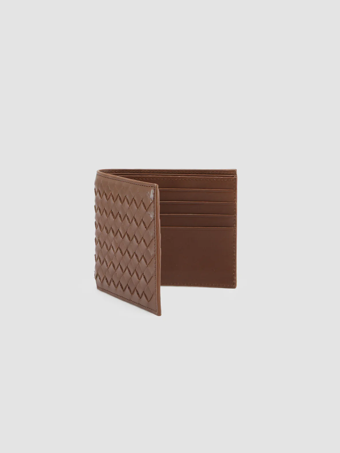 BOUDIN 123 - Portafoglio bifold in Pelle Intrecciata Marrone - immagine 6