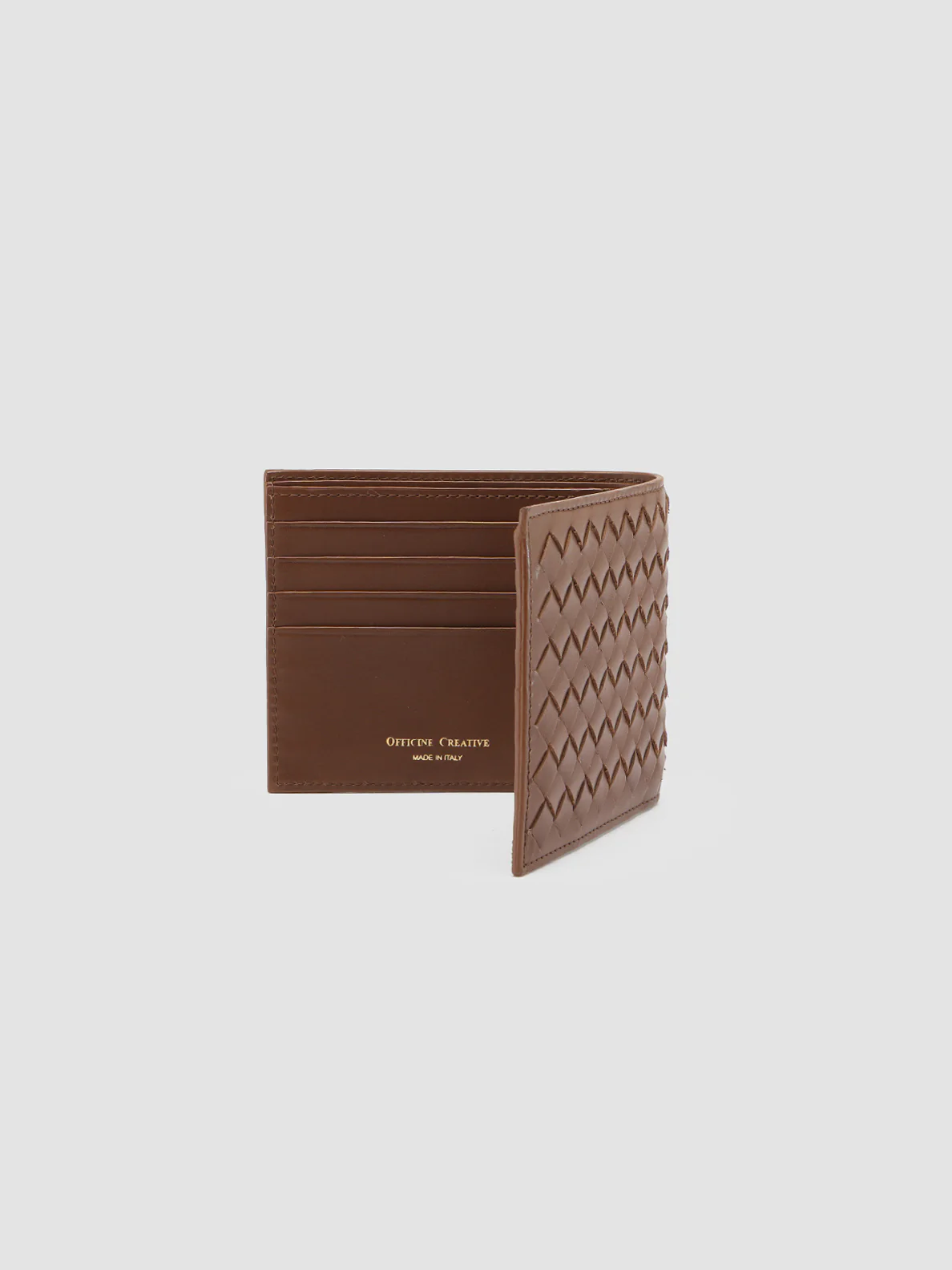 BOUDIN 123 - Portafoglio bifold in Pelle Intrecciata Marrone - immagine 3